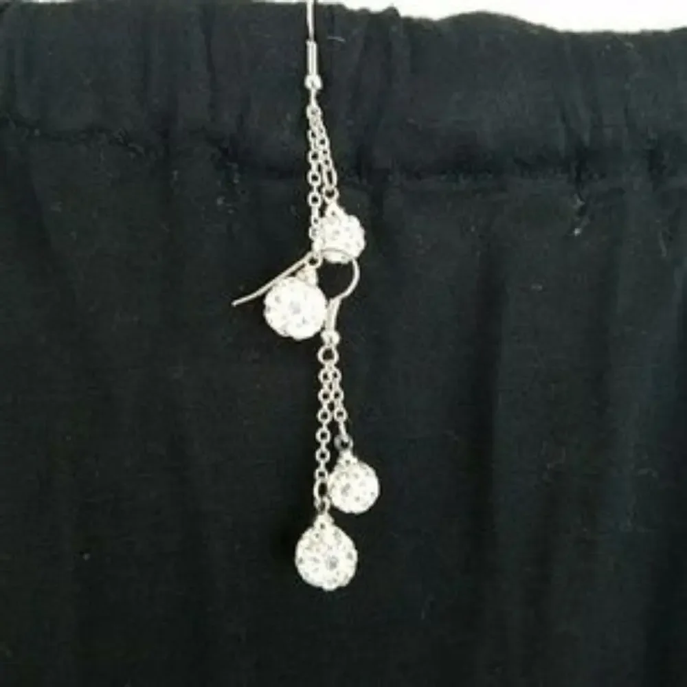 NEW Crystal Elements Fashion Sterling Silver Plated Dangle Earrings
